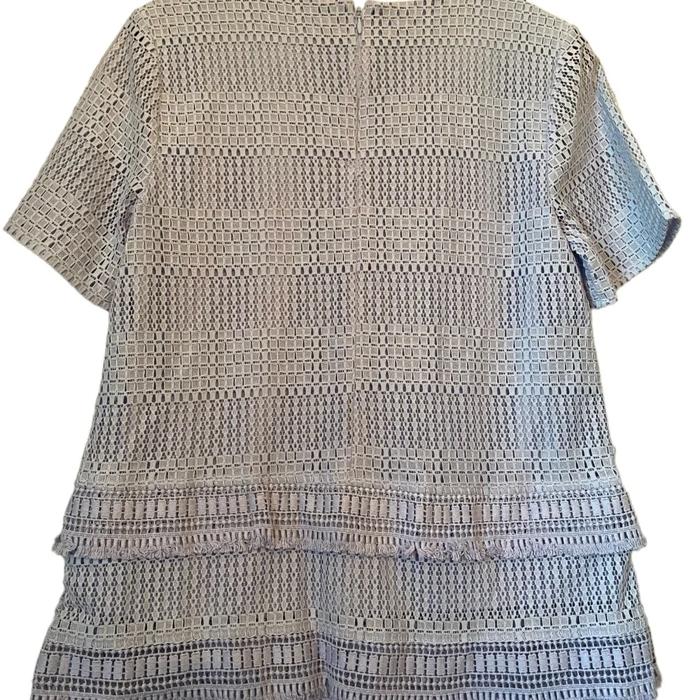 Banana Republic Light Lavender Peplum Short Sleeved Top with Fringe